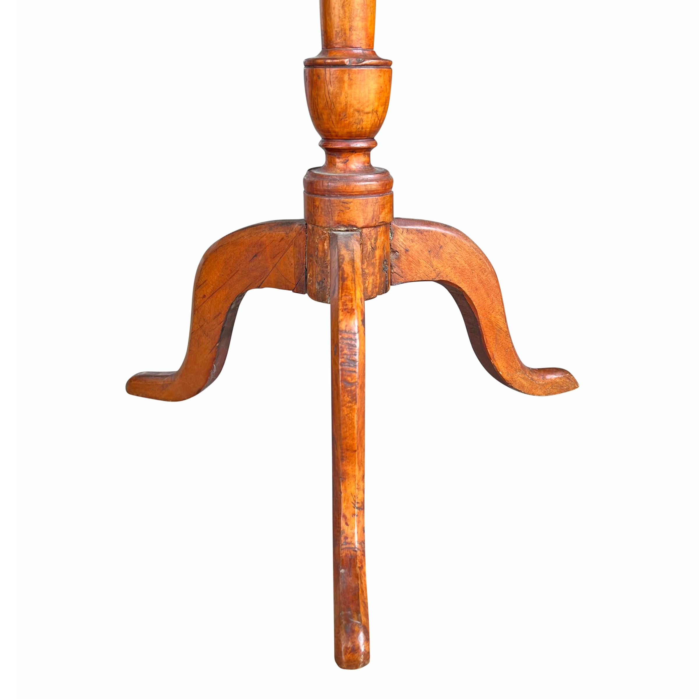 19th Century American Tiger Maple Candle Stand 3