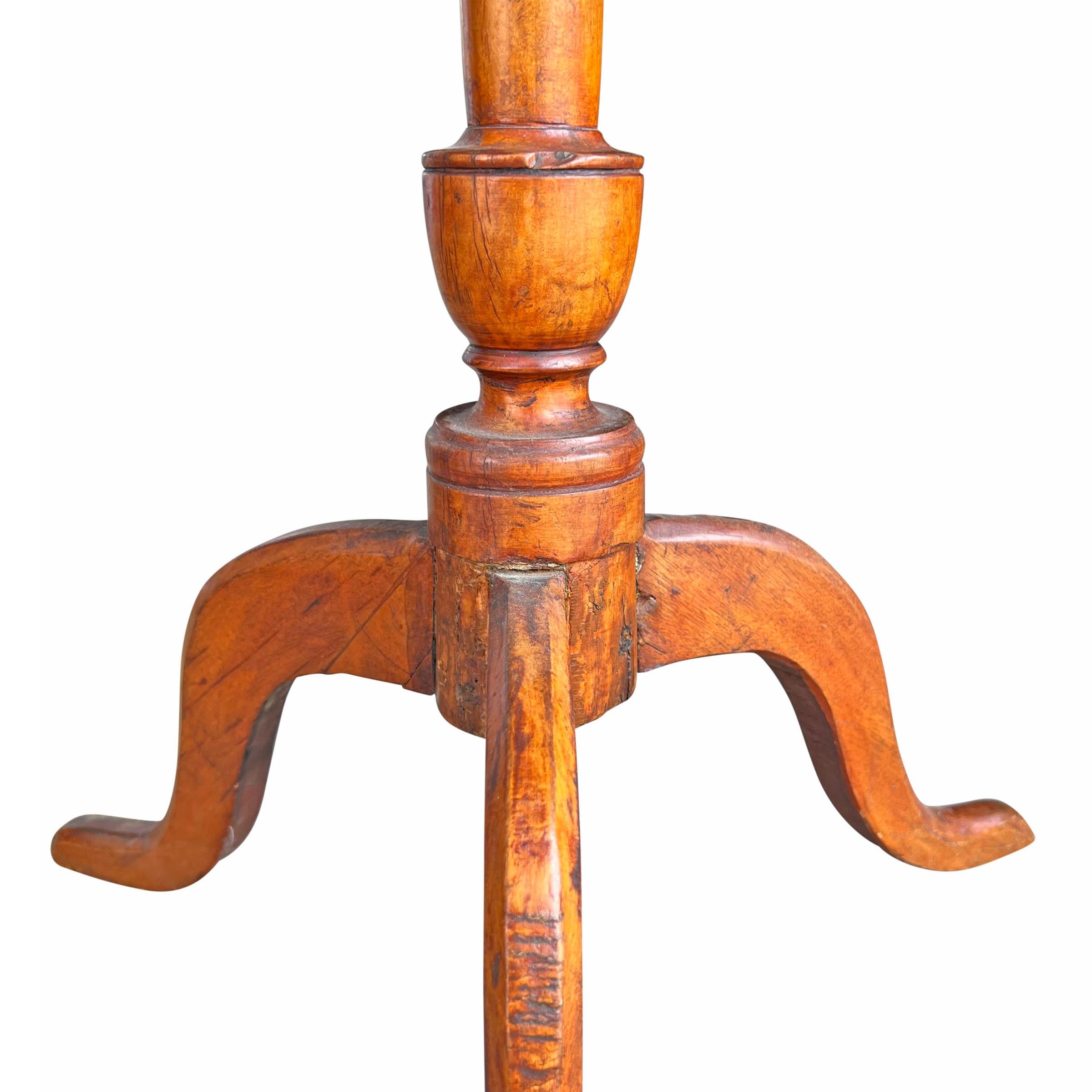 19th Century American Tiger Maple Candle Stand 4