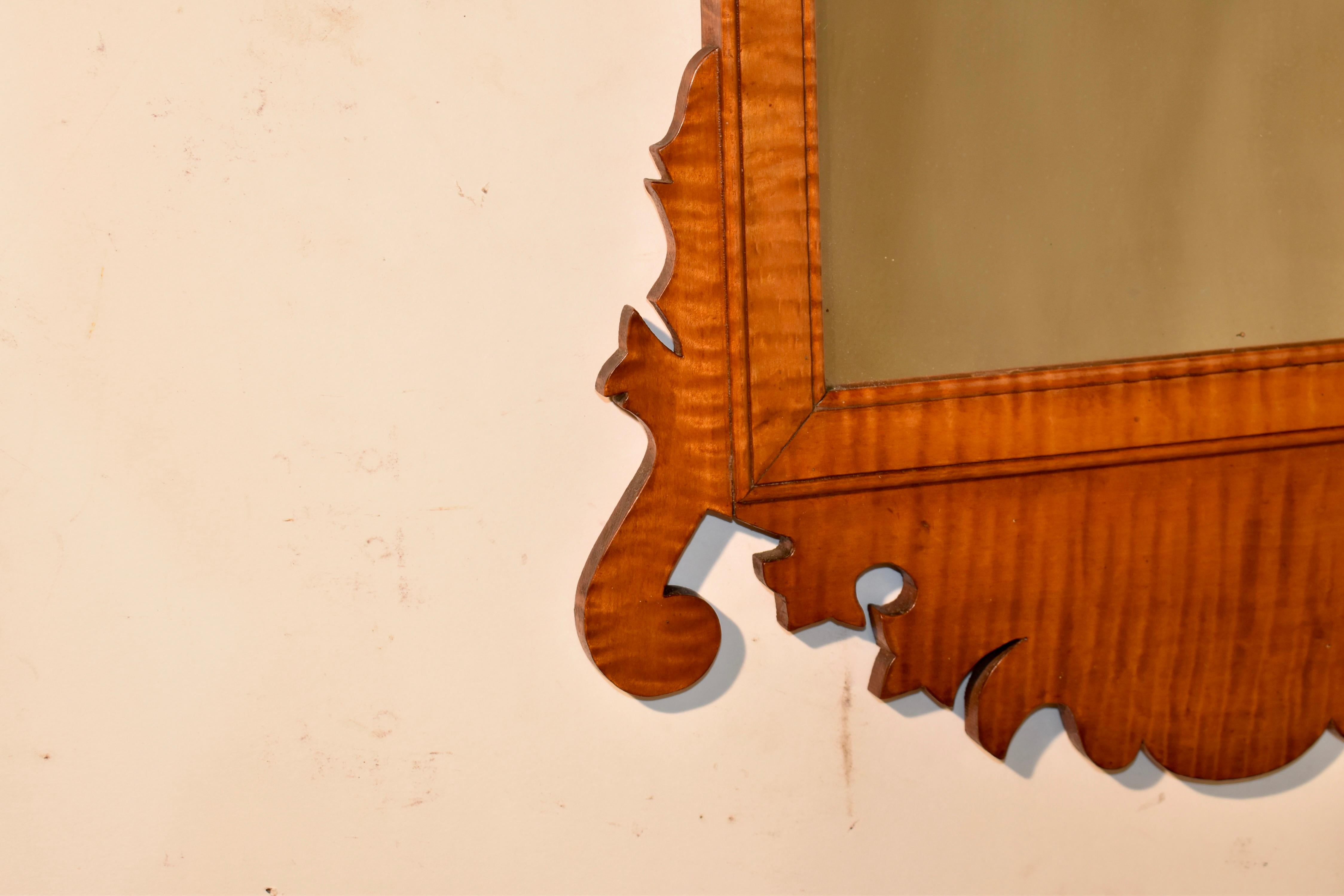 Miroir en érable tigré américain du 19e siècle Bon état - En vente à High Point, NC