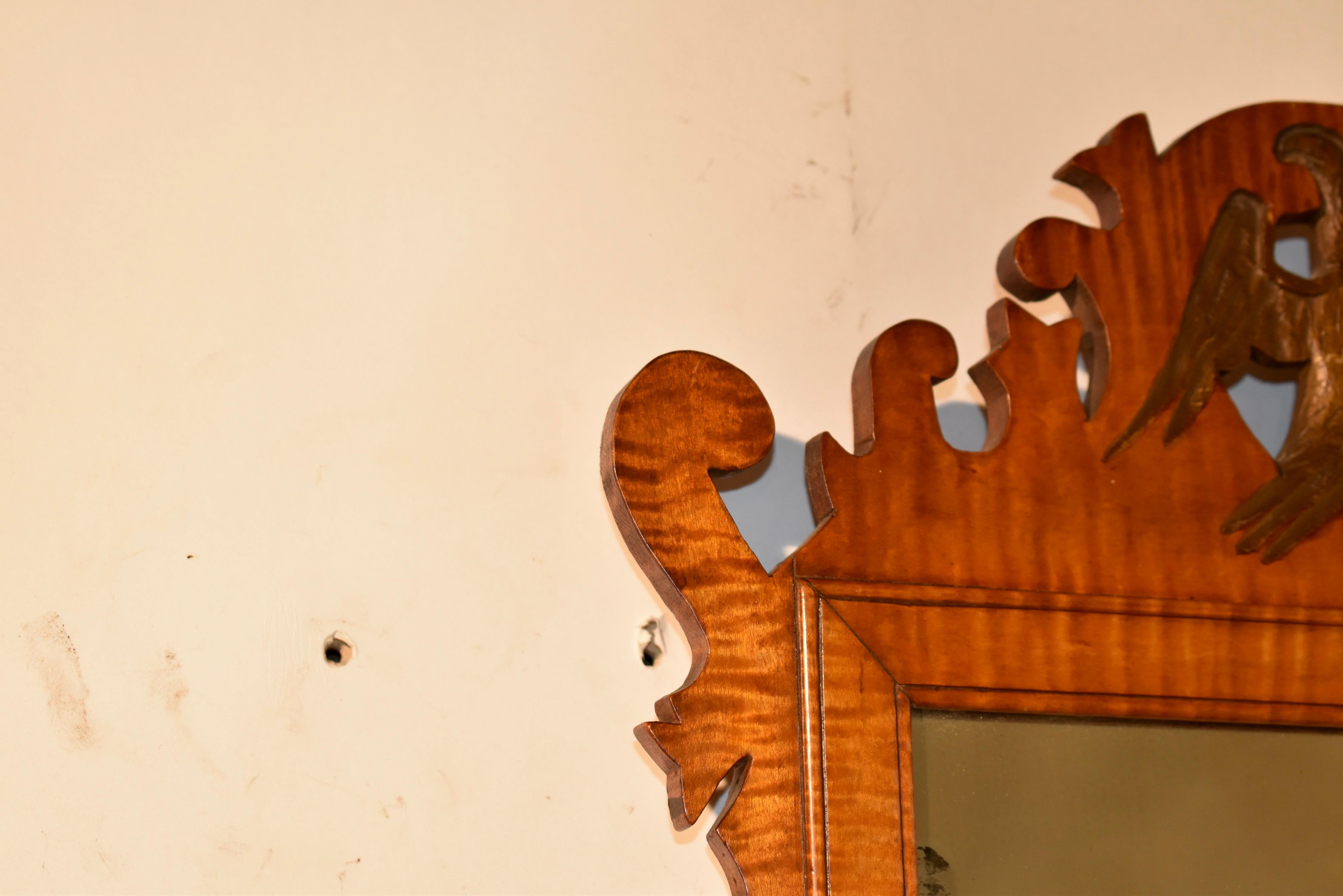 XIXe siècle Miroir en érable tigré américain du 19e siècle en vente
