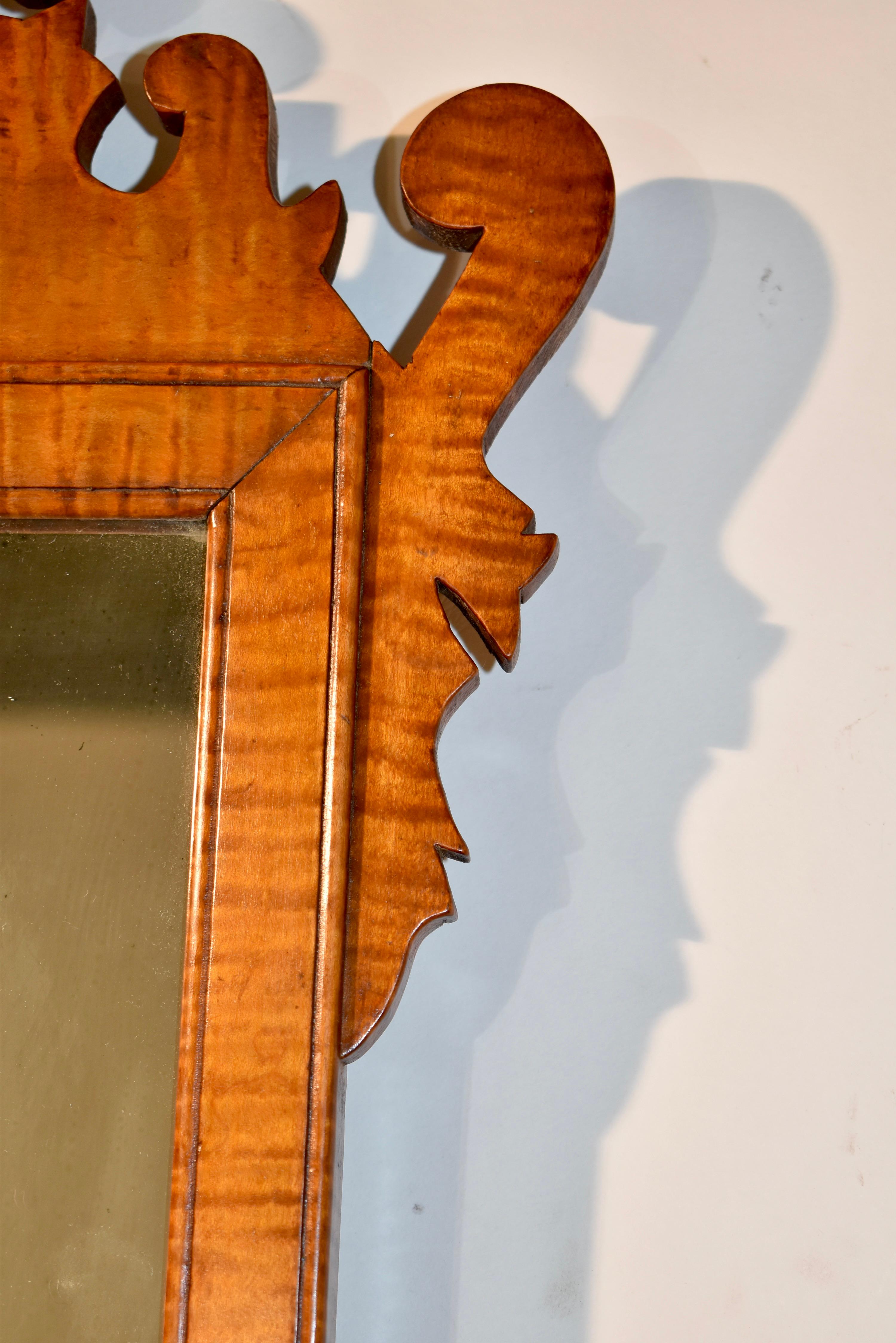 Miroir en érable tigré américain du 19e siècle en vente 2