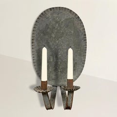 19th Century American Tin Two-Arm Candle Sconce