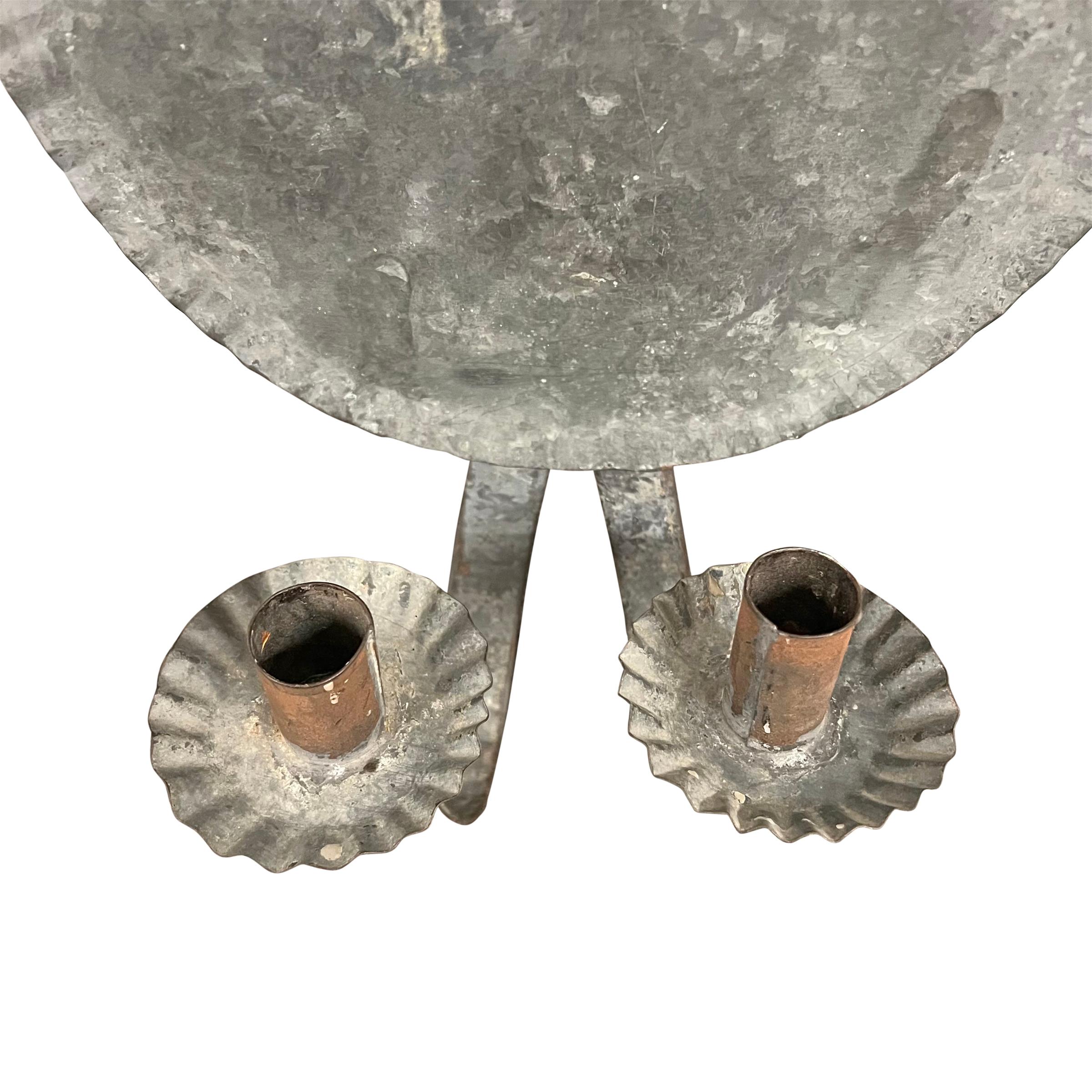 19th Century American Tin Two-Arm Candle Sconce 4