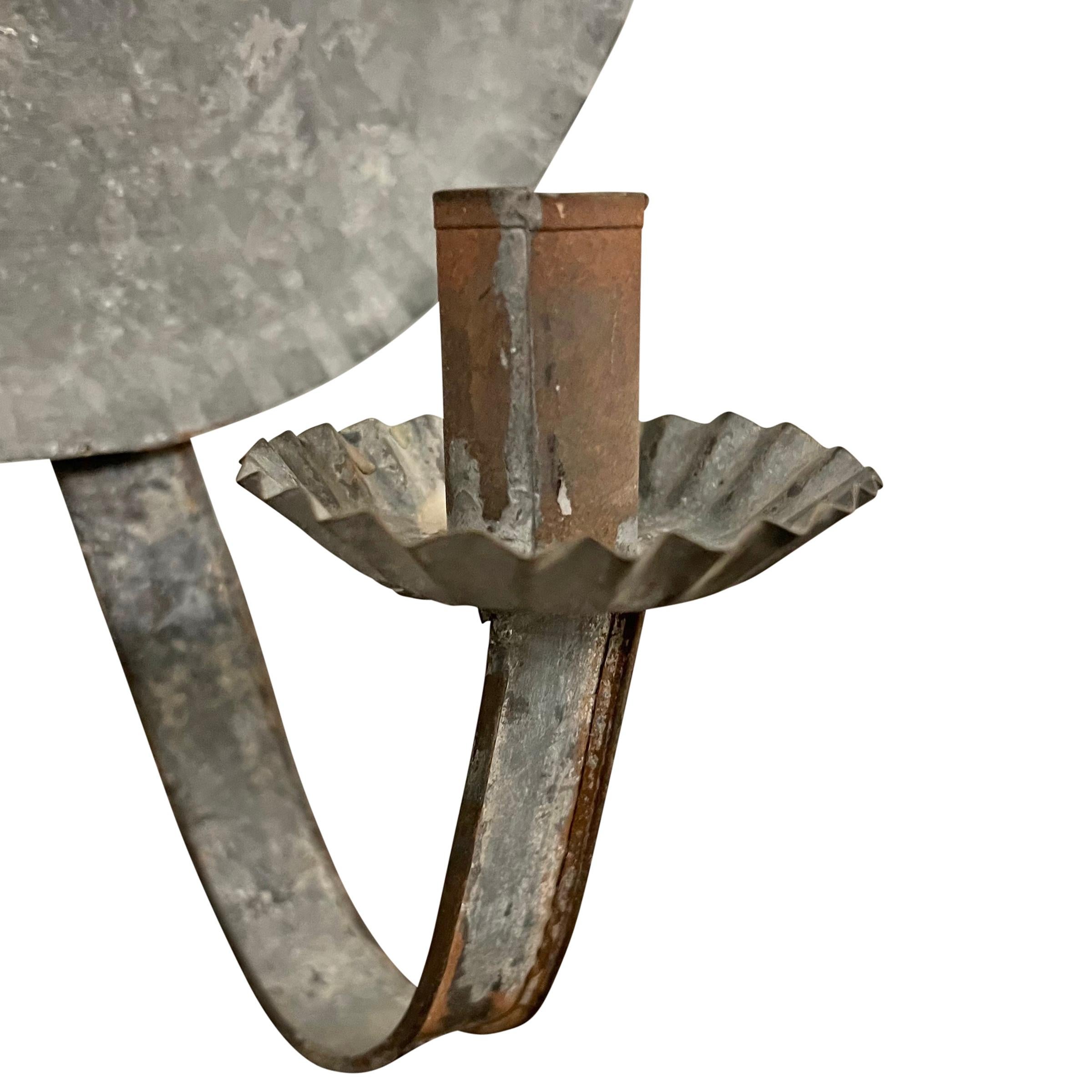 19th Century American Tin Two-Arm Candle Sconce 5