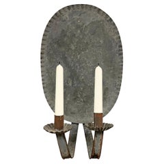 Antique 19th Century American Tin Two-Arm Candle Sconce