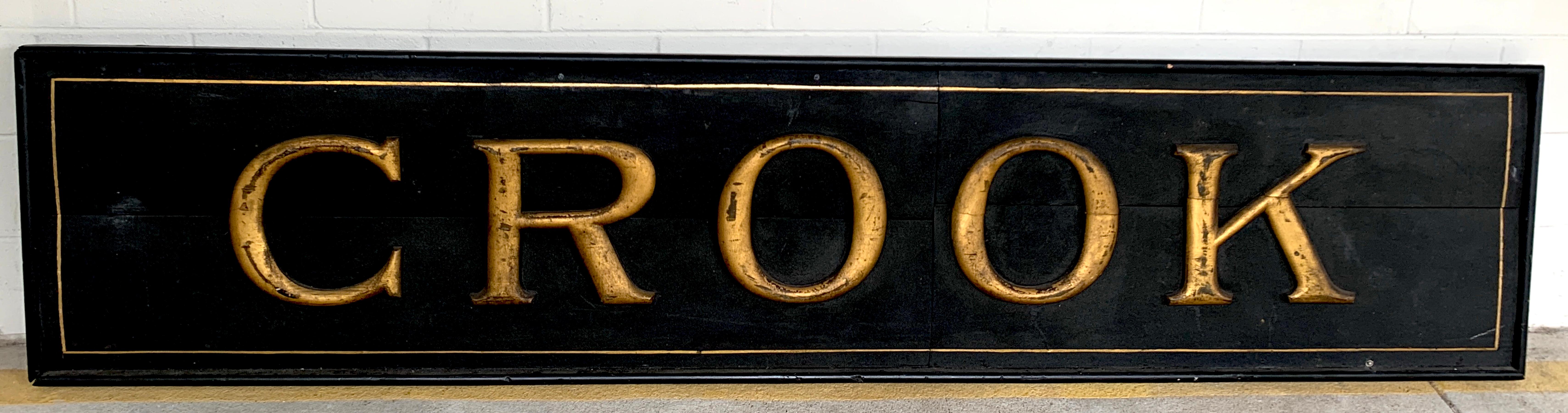 19th century American trade sign 'Crook', Medina, NY
Craftsman made, with sand-painted back ground with 10