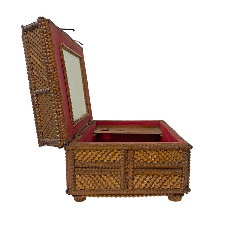 19th Century American Tramp Art Box For Sale 5