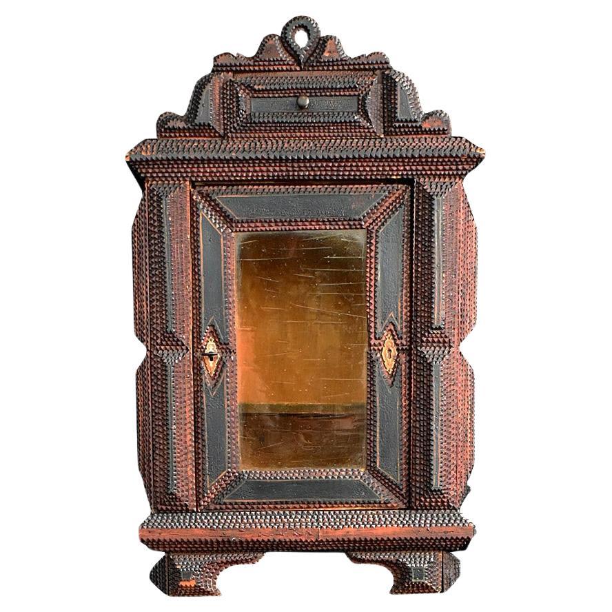 19th Century American Tramp Art Cabinet  For Sale