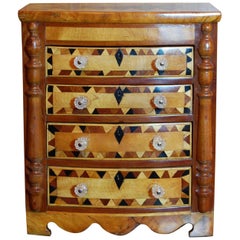 19th Century American Tramp Art Miniature Chest in Empire Style, circa 1850
