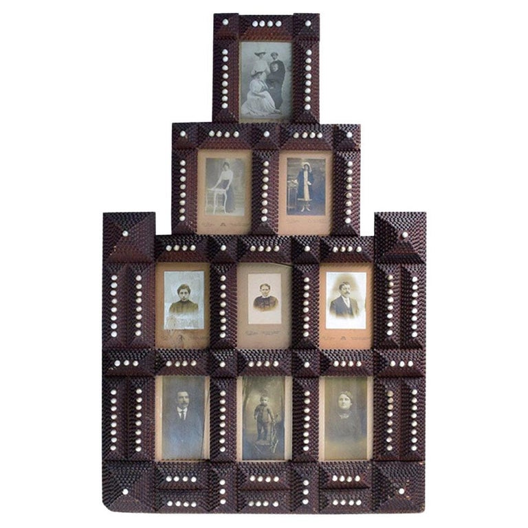 19th Century American Tramp Art Picture Frame For Sale at 1stDibs