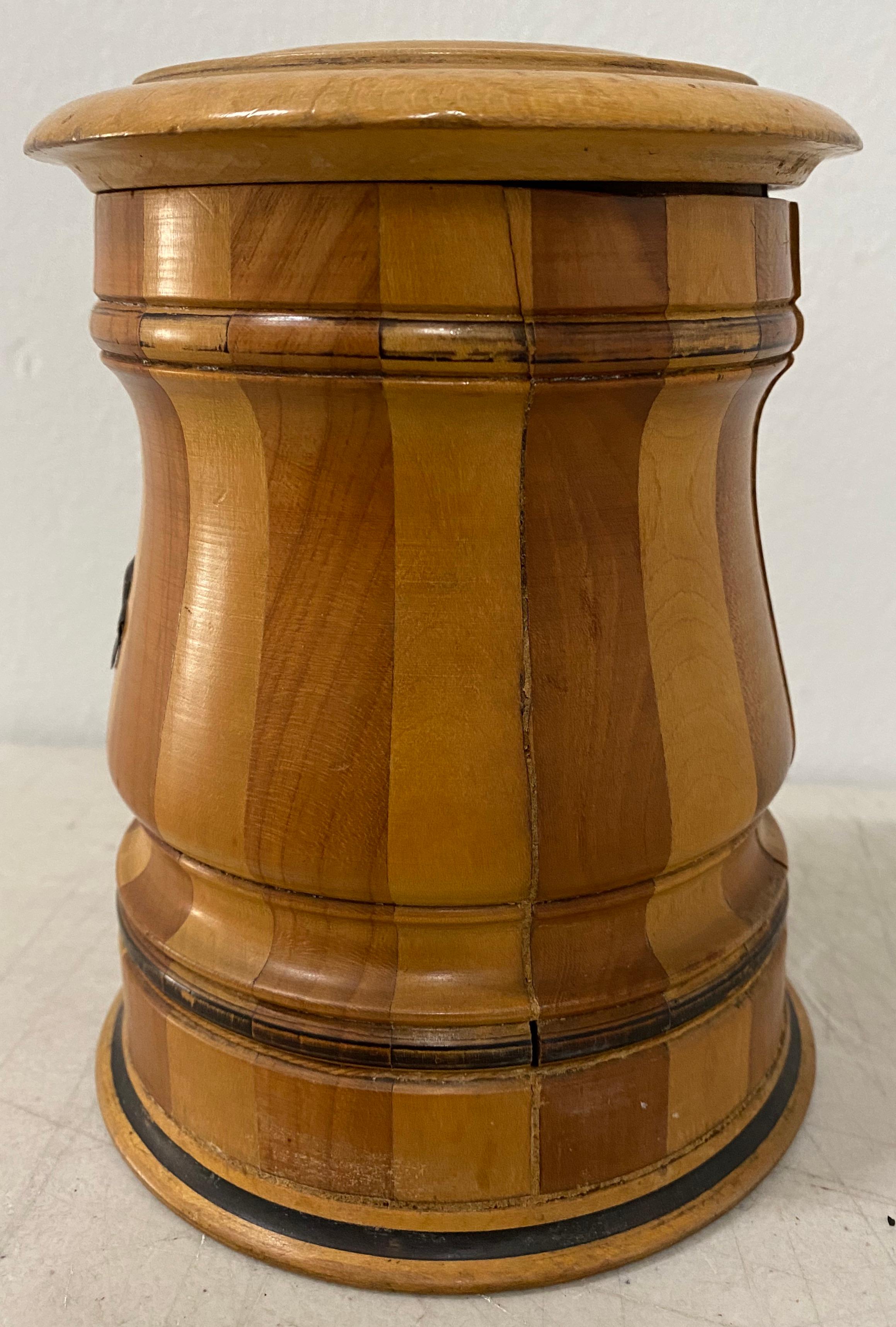 Hand-Crafted 19th Century American Treenware Sugar Canister with Lid For Sale