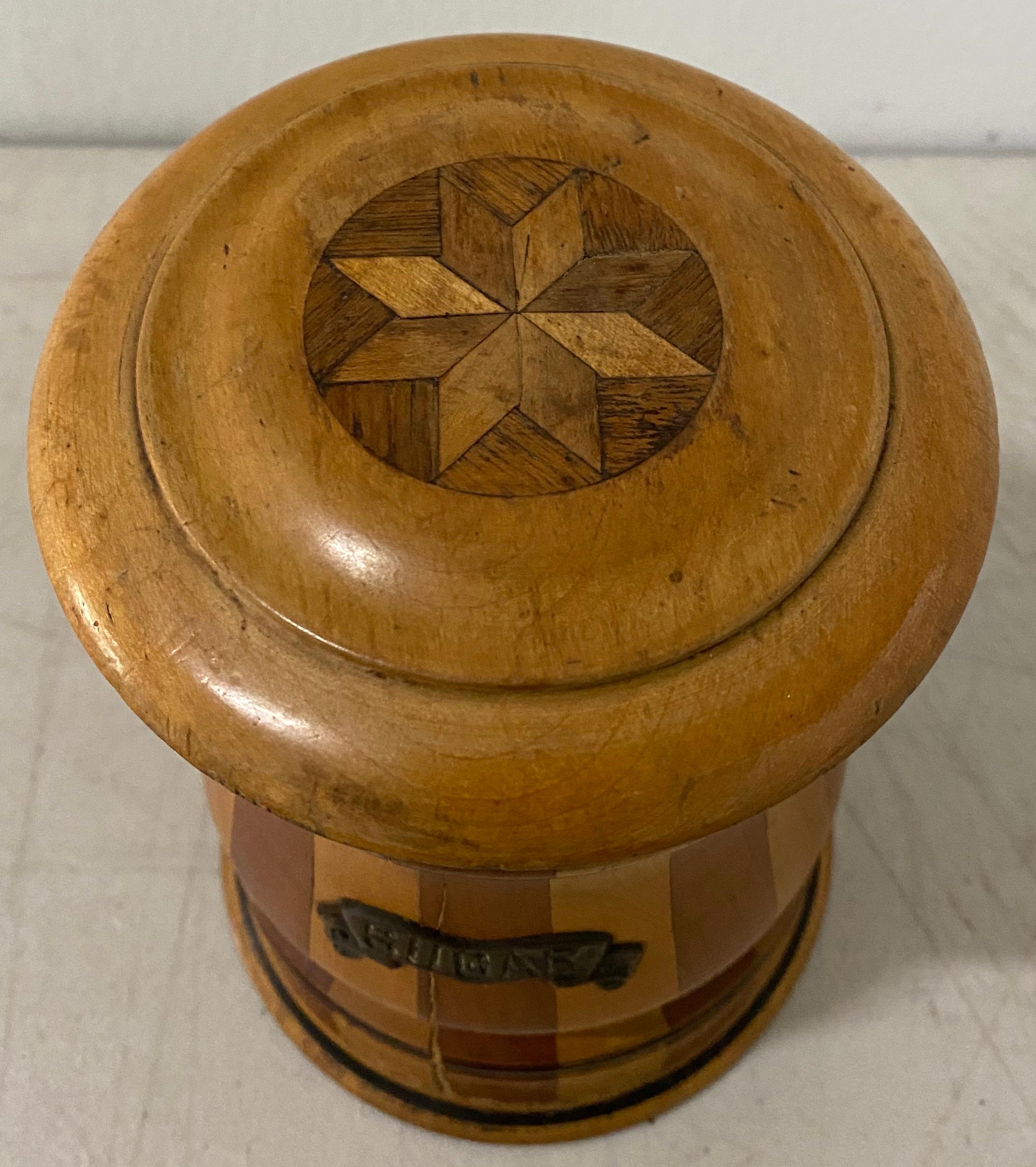 19th Century American Treenware Sugar Canister with Lid In Good Condition For Sale In San Francisco, CA