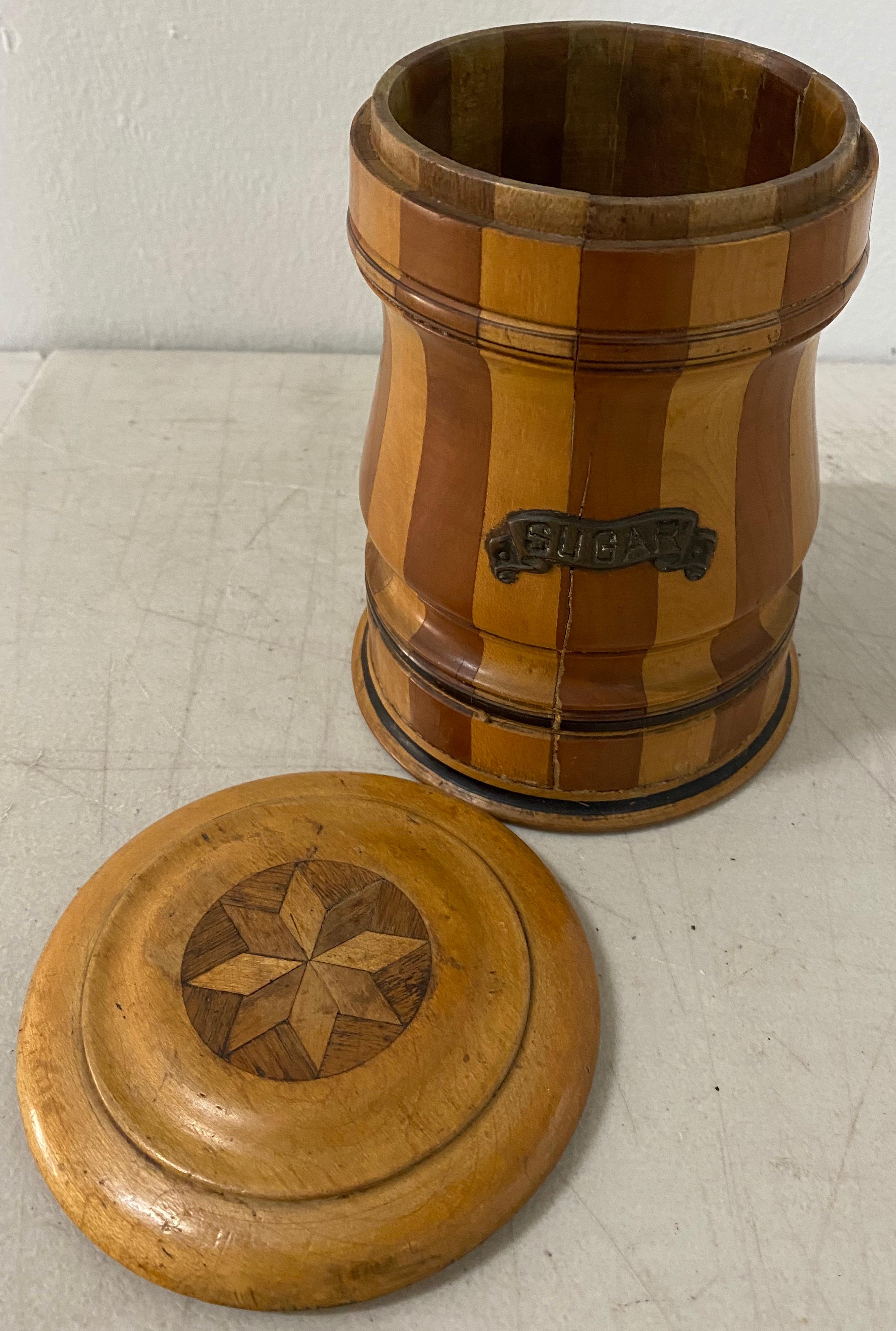 Wood 19th Century American Treenware Sugar Canister with Lid For Sale