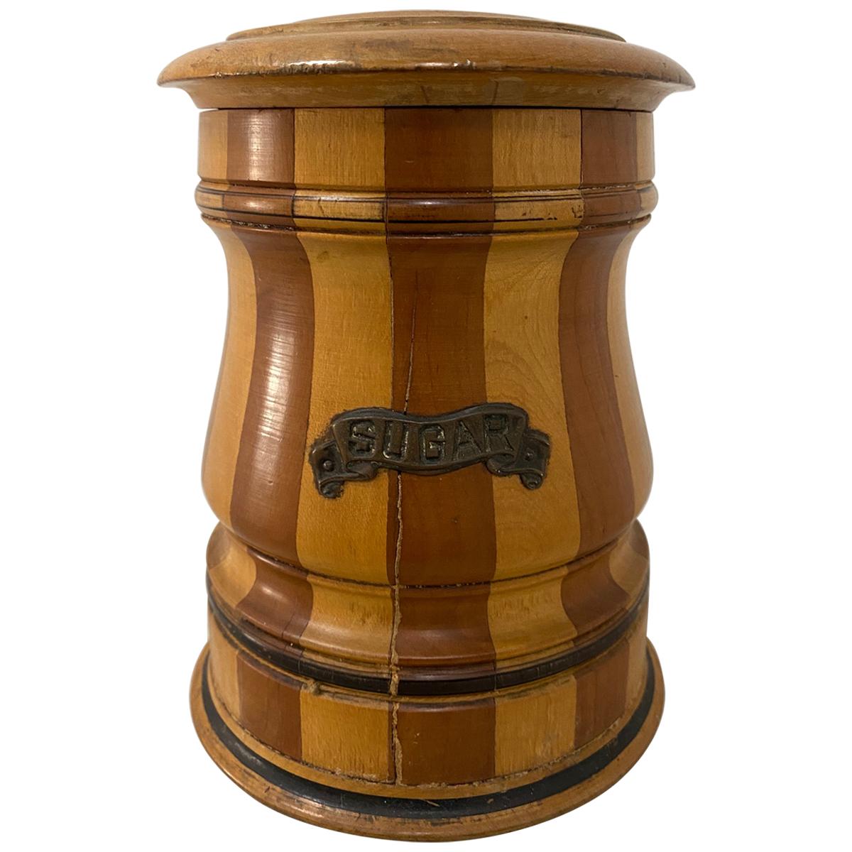 19th Century American Treenware Sugar Canister with Lid For Sale