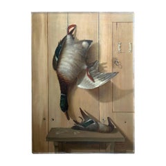 Peinture de chasse américaine en trompe-l'Oeil du 19e siècle 