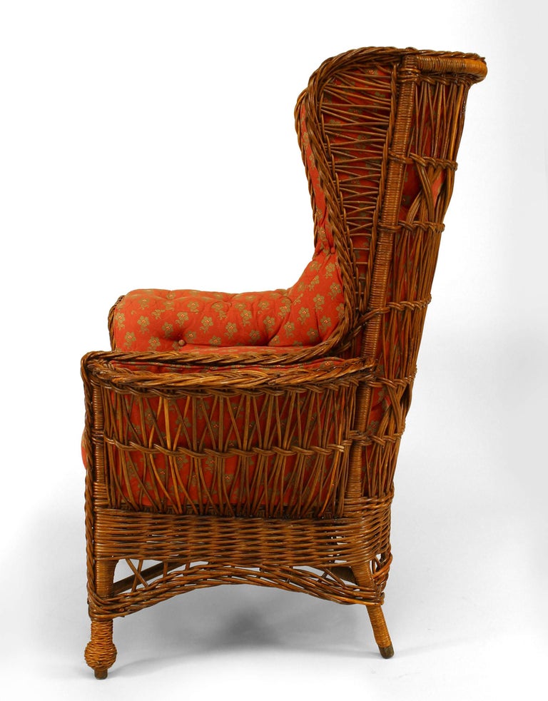 American Victorian Wicker Wing Chair For Sale at 1stDibs wicker