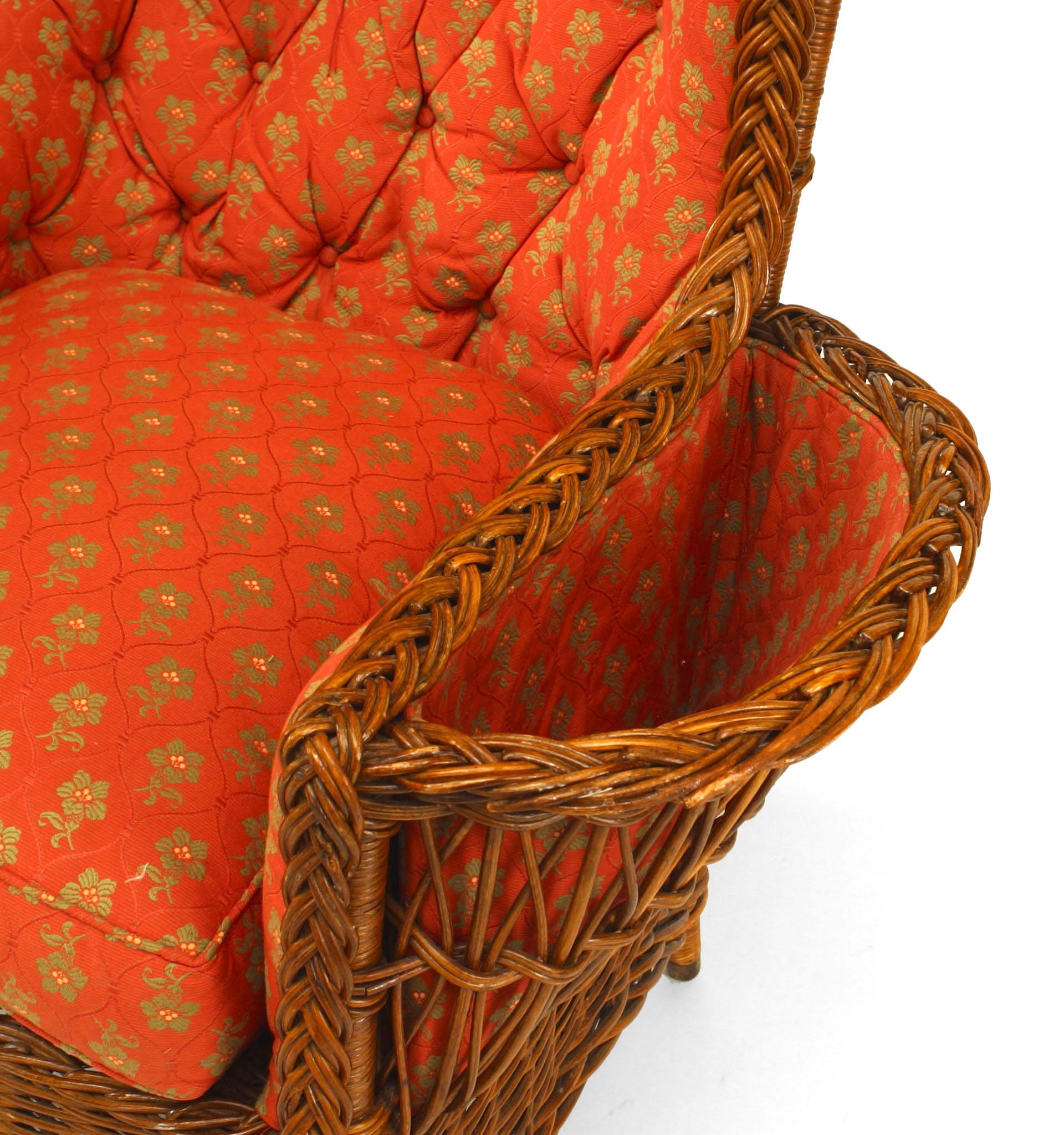 American Victorian Wicker Wing Chair In Good Condition In New York, NY