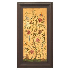 Antique 19th Century, American Victorian Framed Floral Embroidery