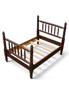 19th-Century American Victorian Jenny Lind Spool Turned Hardwood Bed Frame.