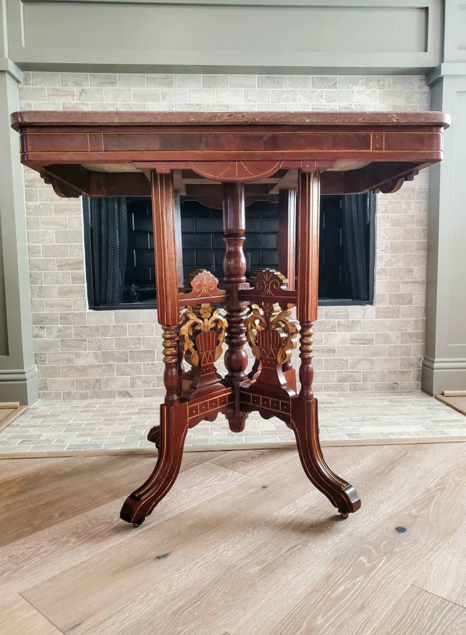 19th Century American Victorian Marble Top Parlor Table For Sale 2