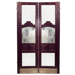 19th Century American Victorian Oak Saloon Doors with Bevelled Glass
