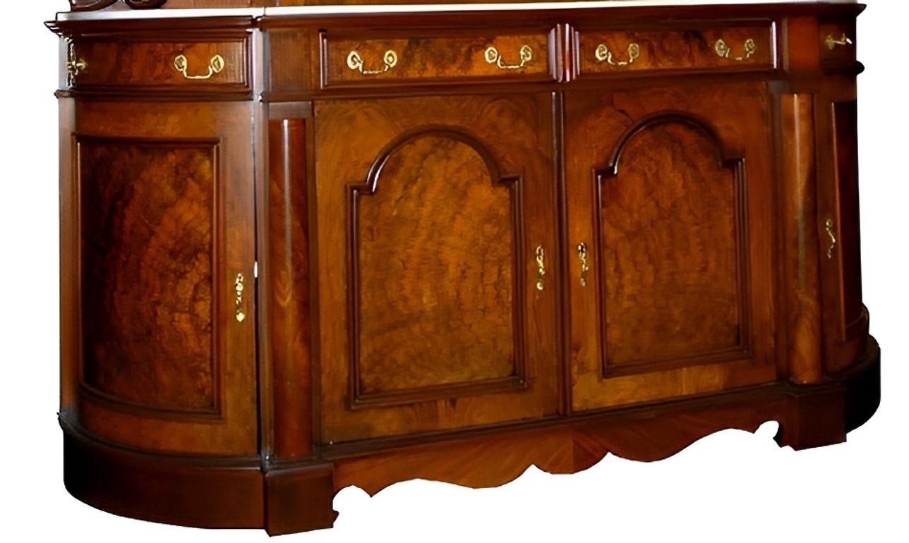 19th Century American Victorian Walnut & Burl Sideboard with Marble Top For Sale 1