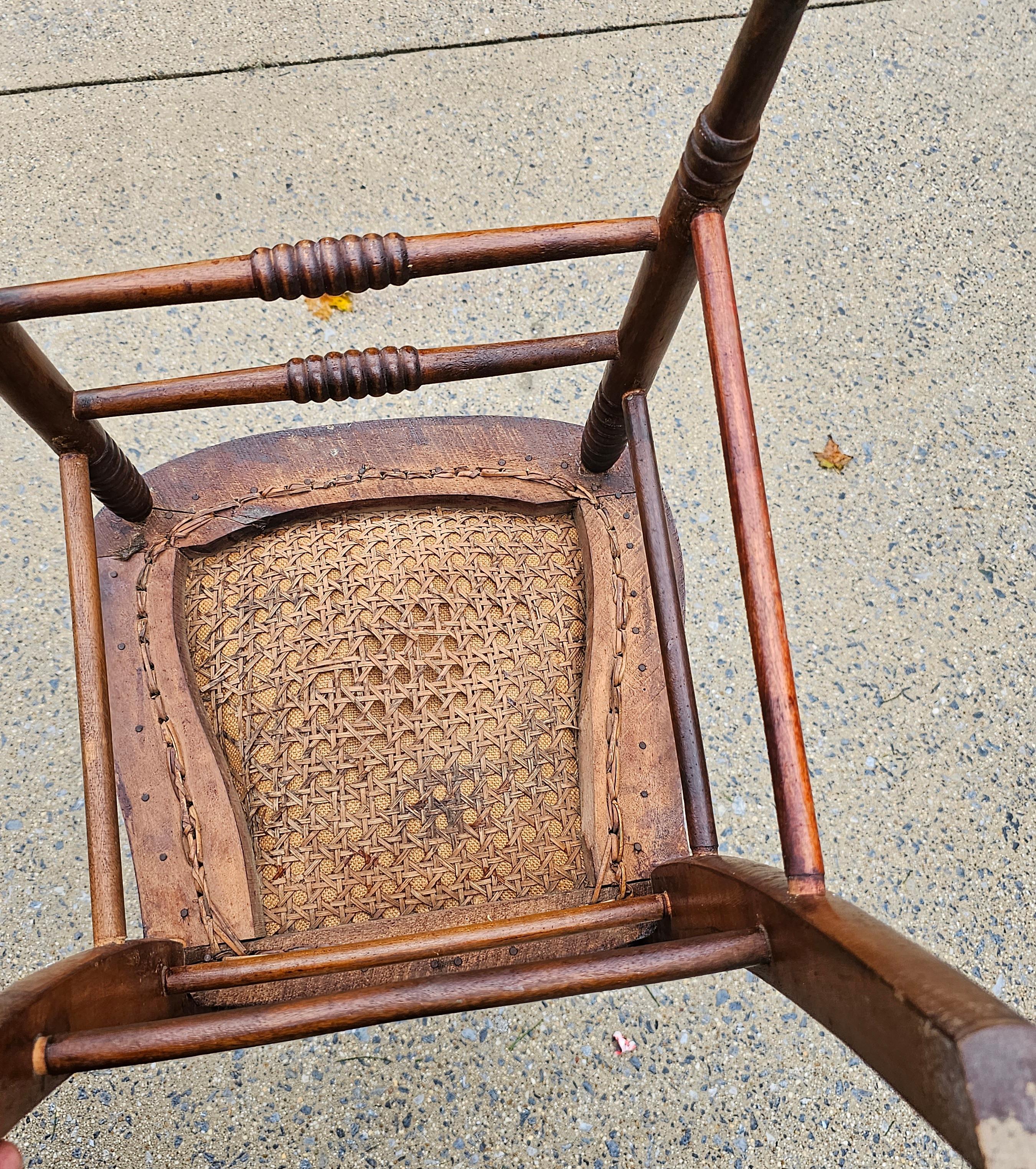 19th Century American Walnut and Needlepoint Upholstered Seat Side Chairs, Pair For Sale 4