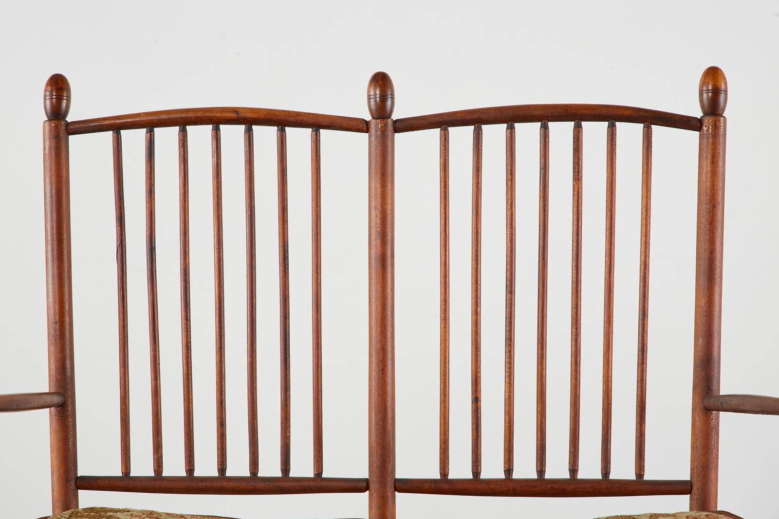 19th Century American Windsor Spindle Back Settee 4