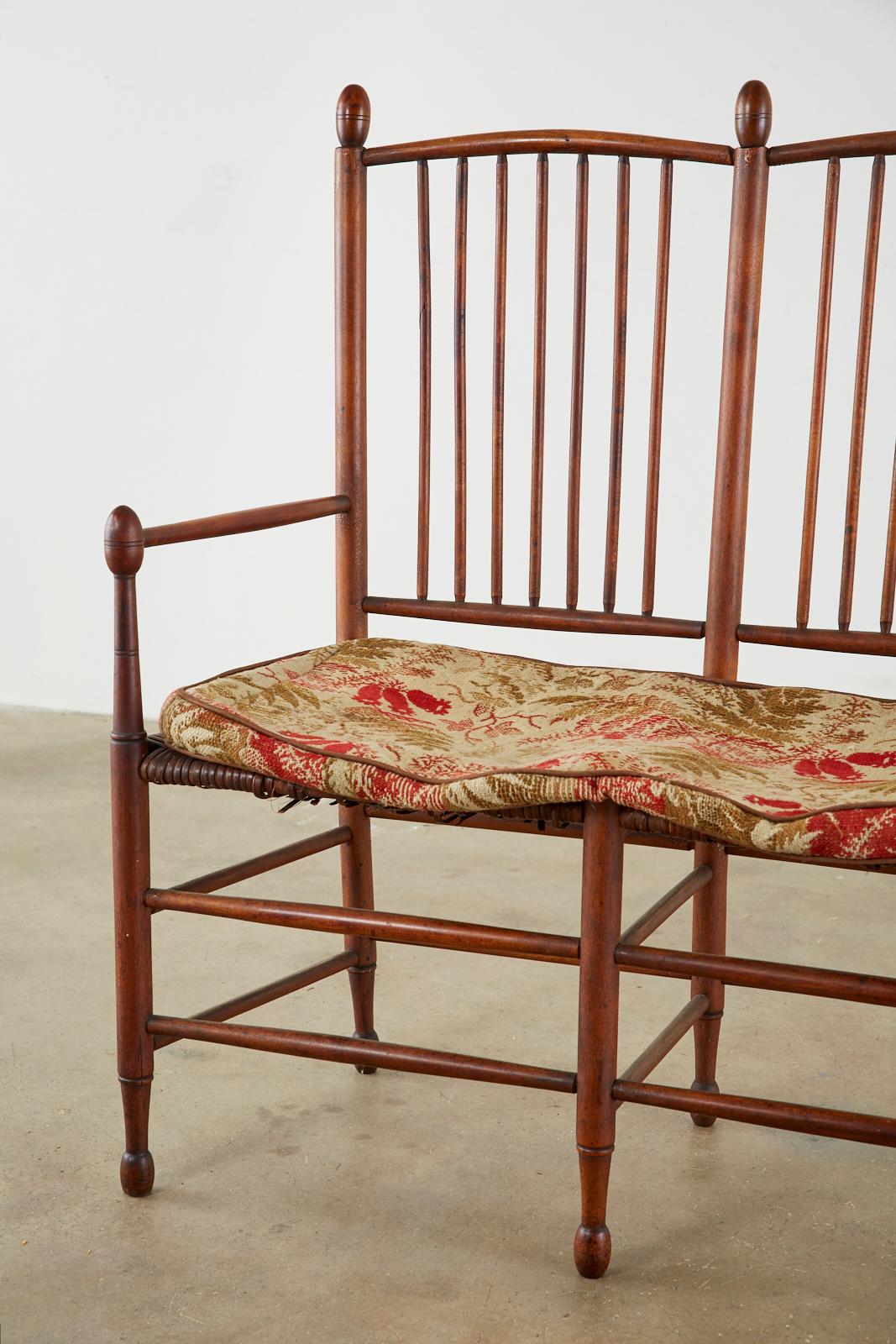 19th Century American Windsor Spindle Back Settee 5