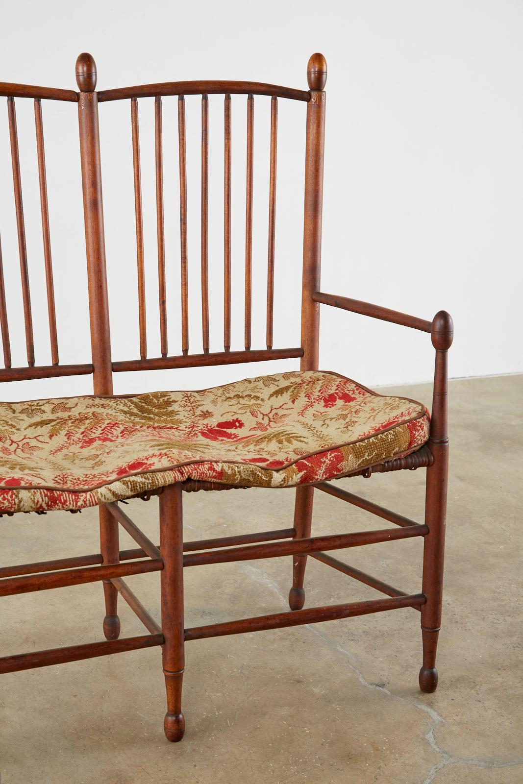 19th Century American Windsor Spindle Back Settee 6