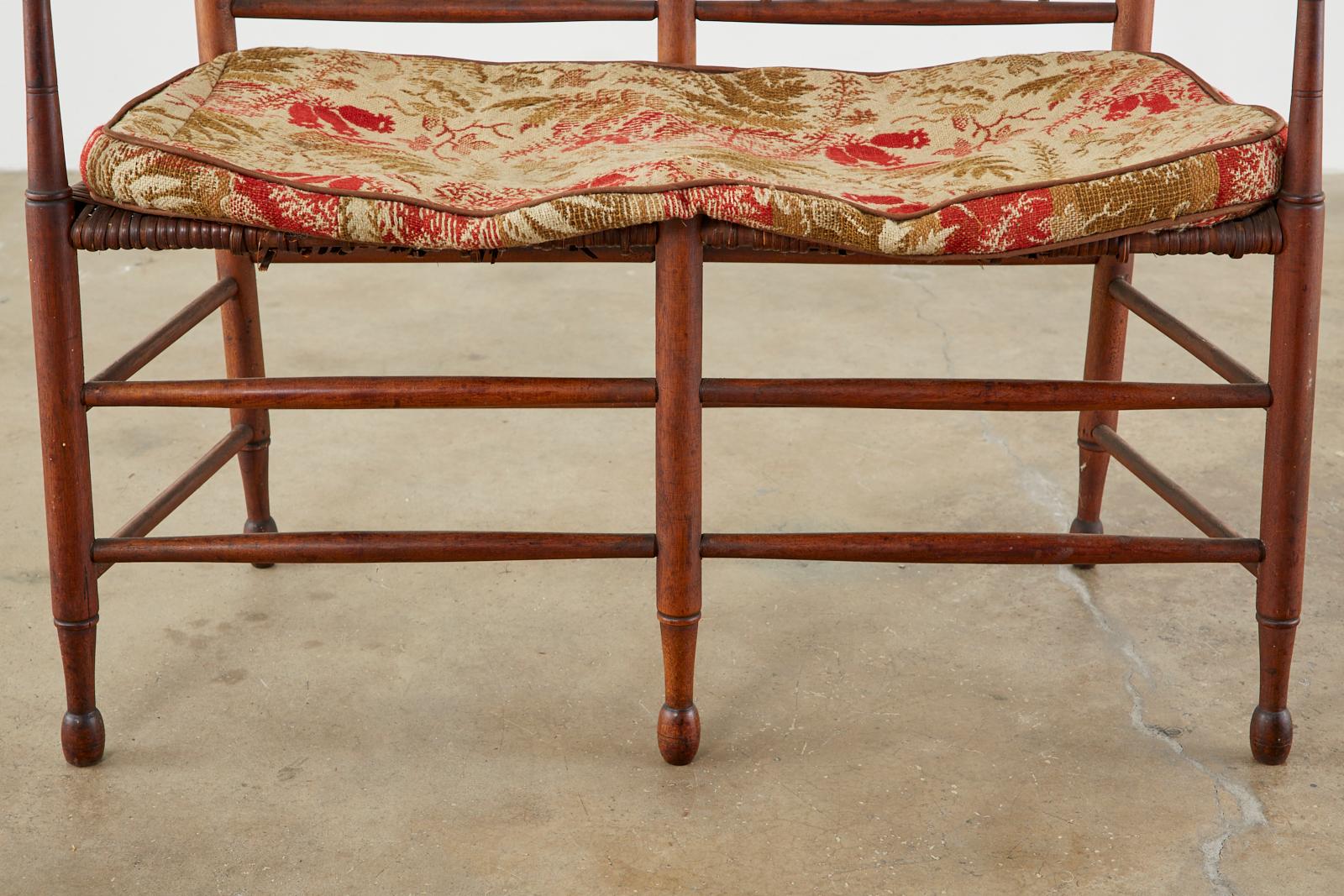19th Century American Windsor Spindle Back Settee 7