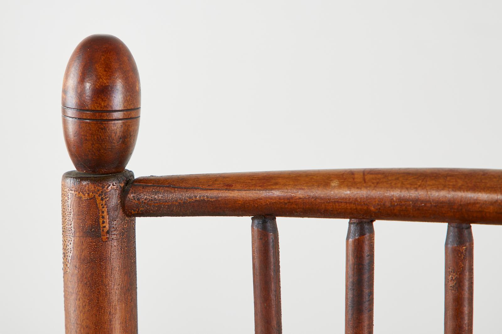 19th Century American Windsor Spindle Back Settee 10