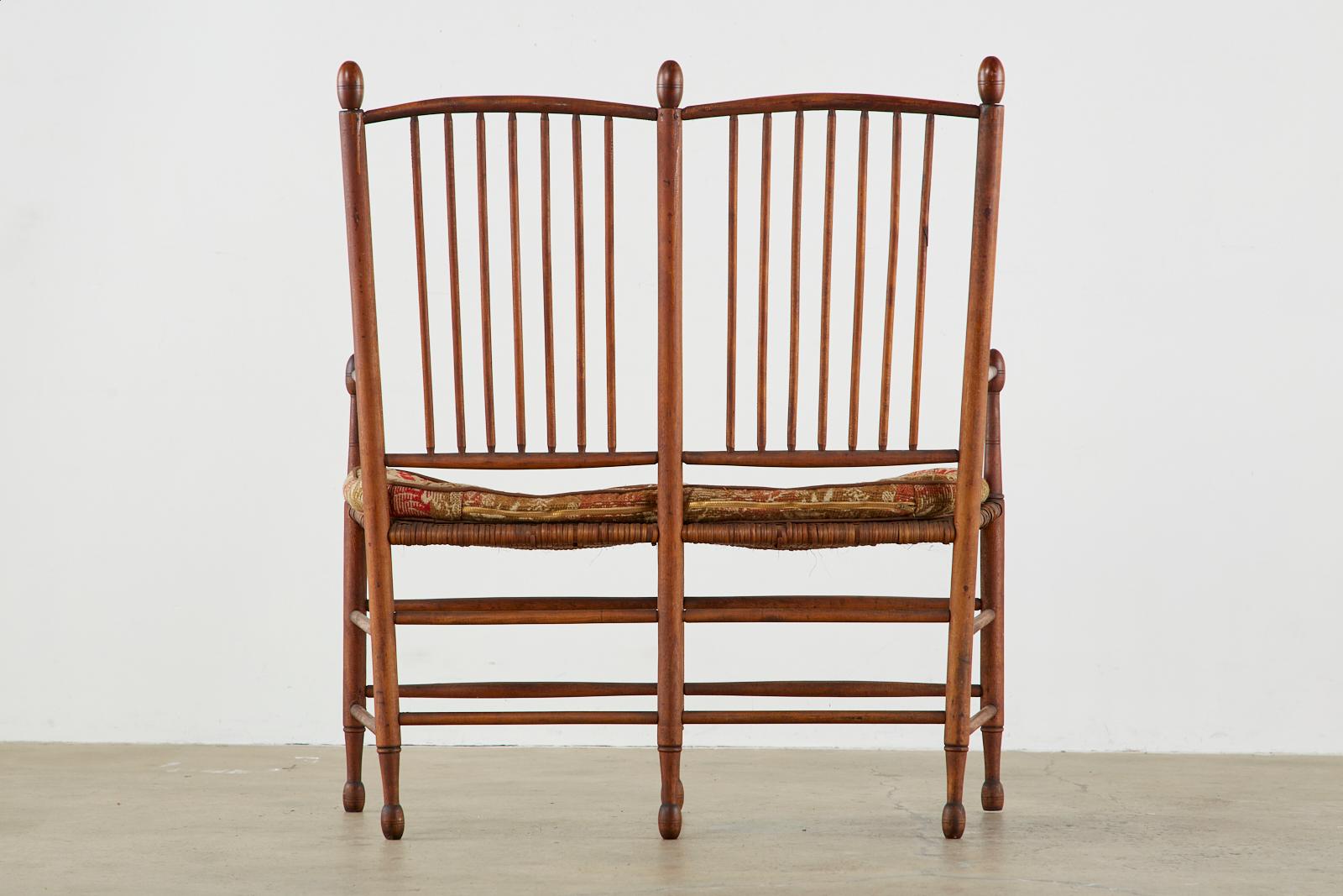 19th Century American Windsor Spindle Back Settee 11