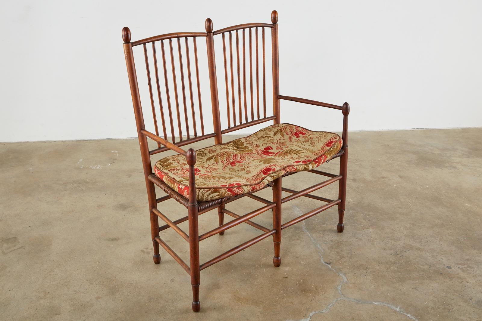 Country 19th Century American Windsor Spindle Back Settee