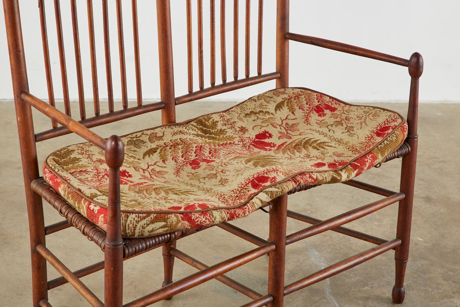 Hand-Crafted 19th Century American Windsor Spindle Back Settee