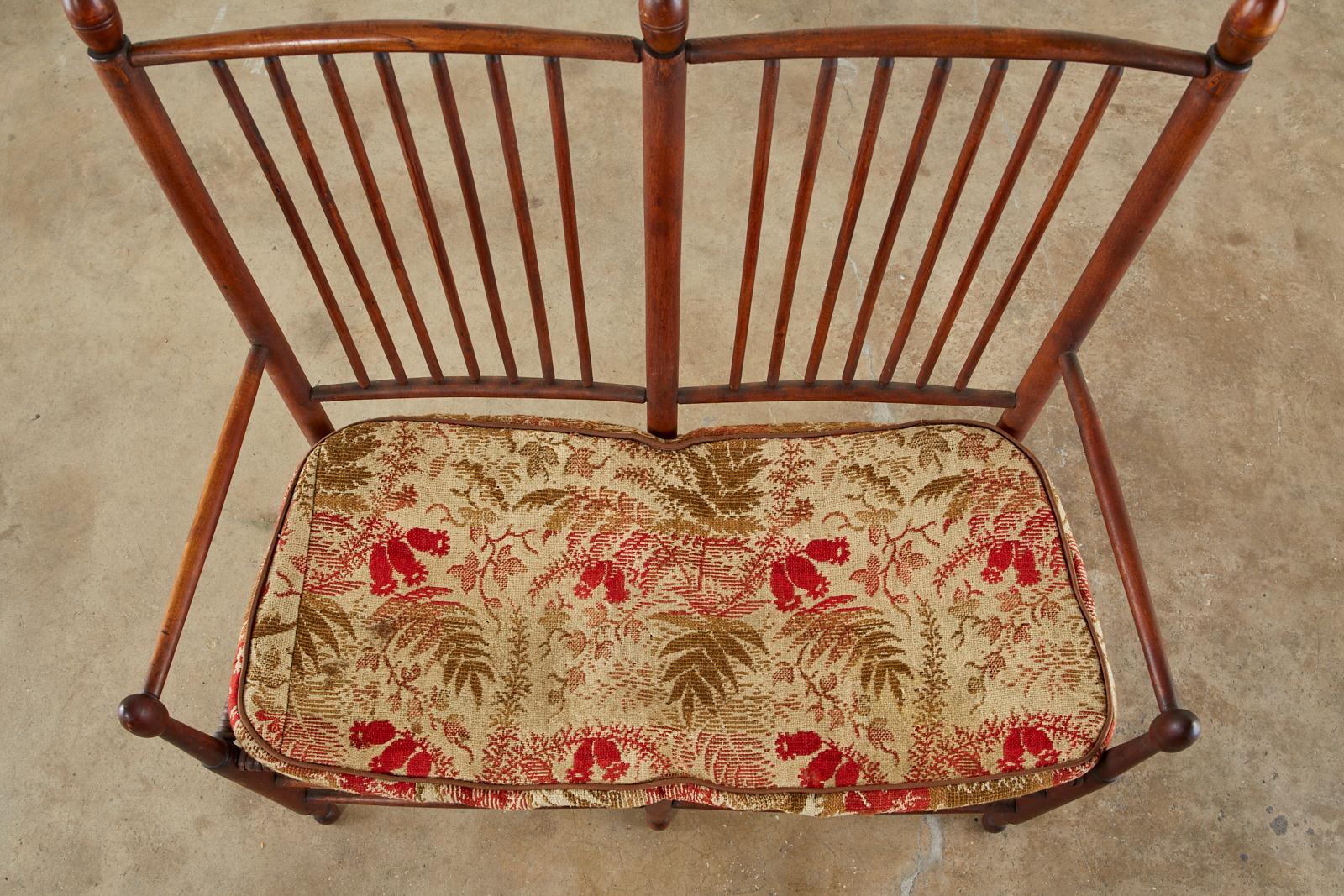 19th Century American Windsor Spindle Back Settee 1