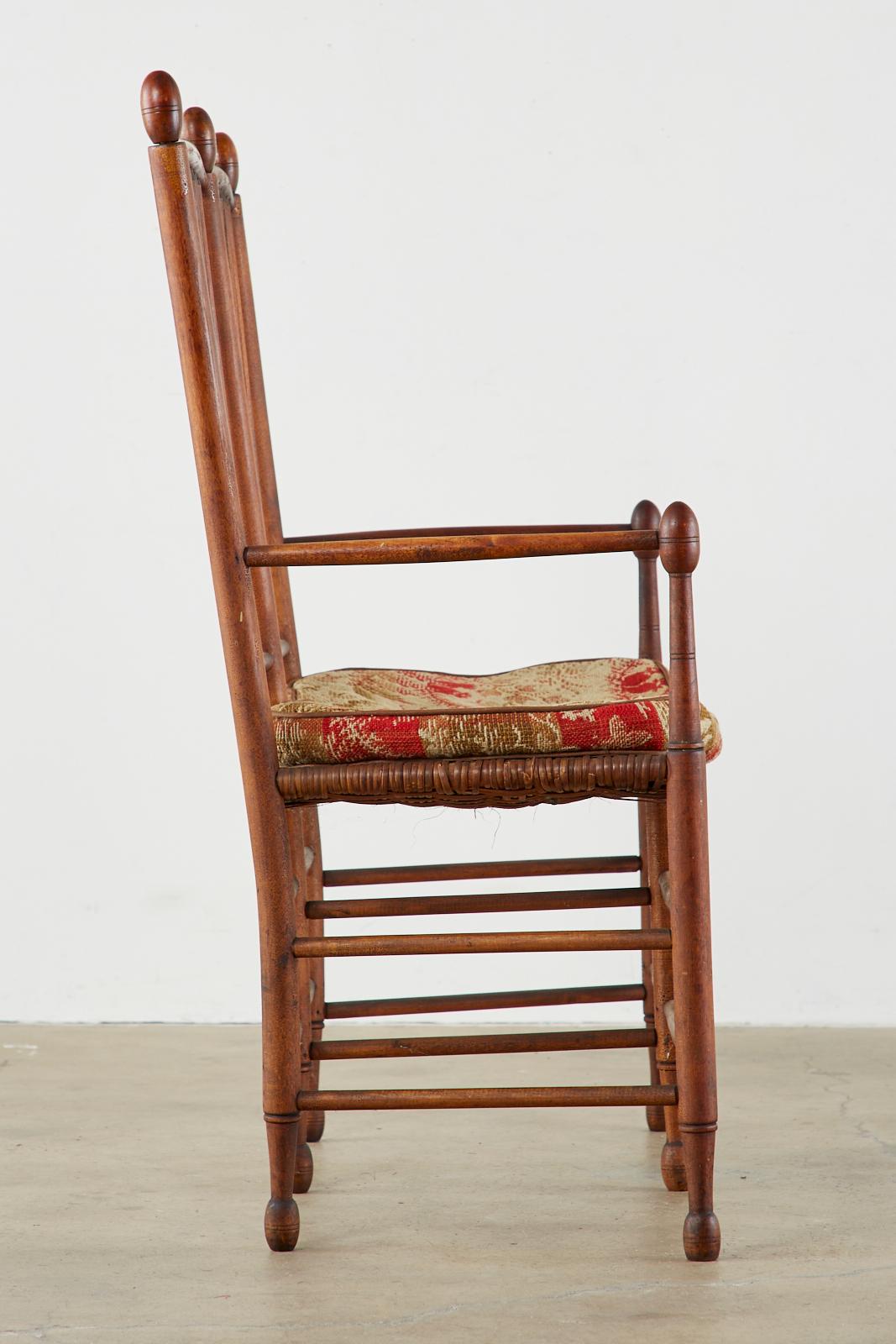 19th Century American Windsor Spindle Back Settee 2