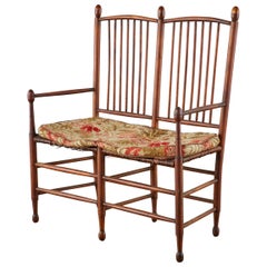 19th Century American Windsor Spindle Back Settee