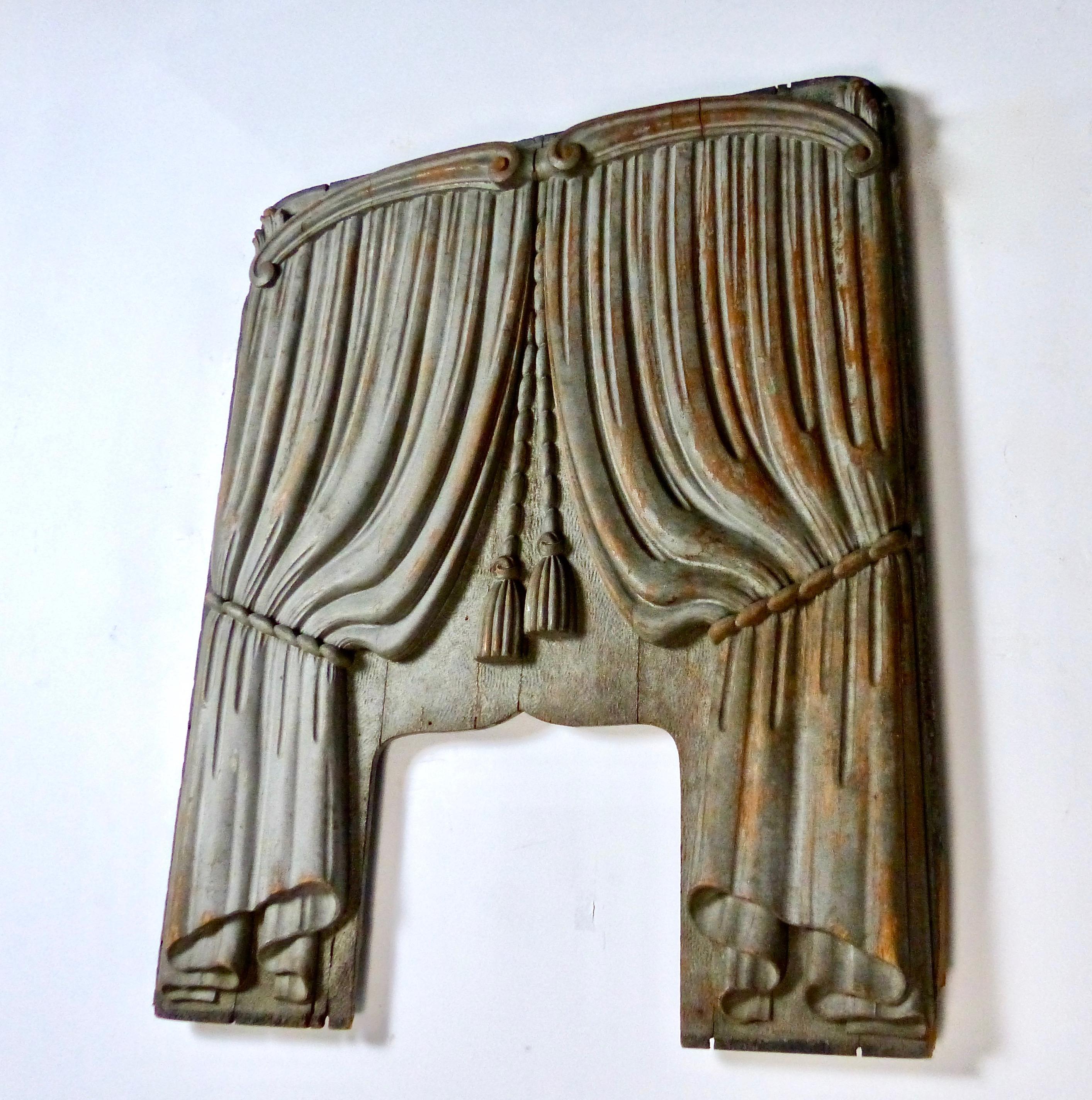Victorian 19th Century American Wooden Trompe l'Oeil Panel from a Horse-Drawn Hearse