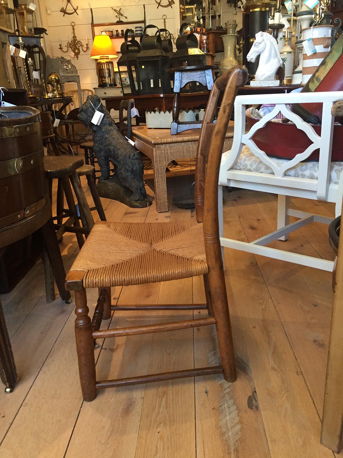 19th Century American Work Child's Chair with Rush Seat For Sale 1
