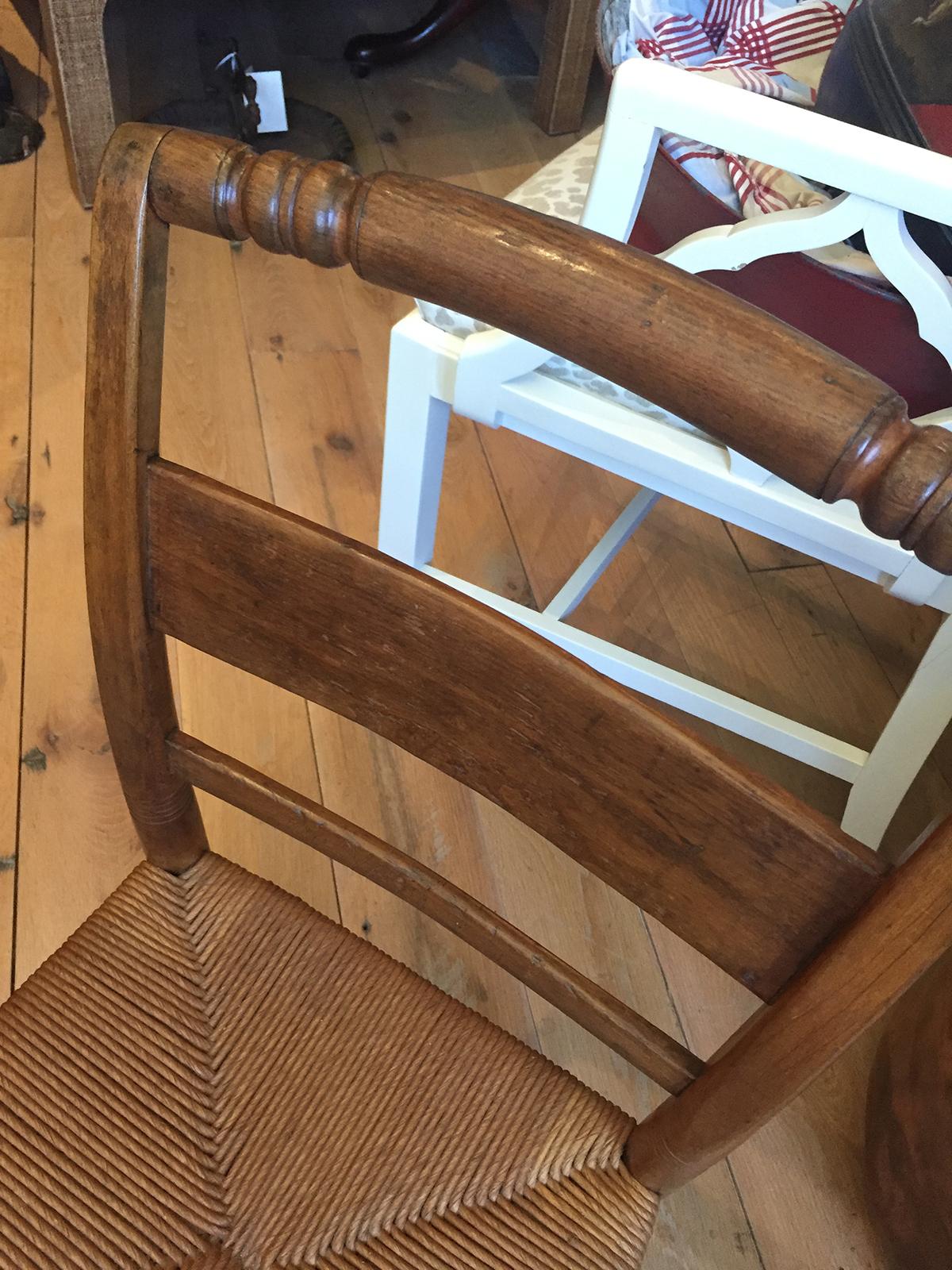 19th Century American Work Child's Chair with Rush Seat For Sale 4