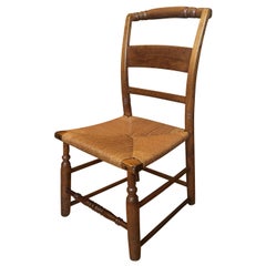 19th Century American Work Child's Chair with Rush Seat