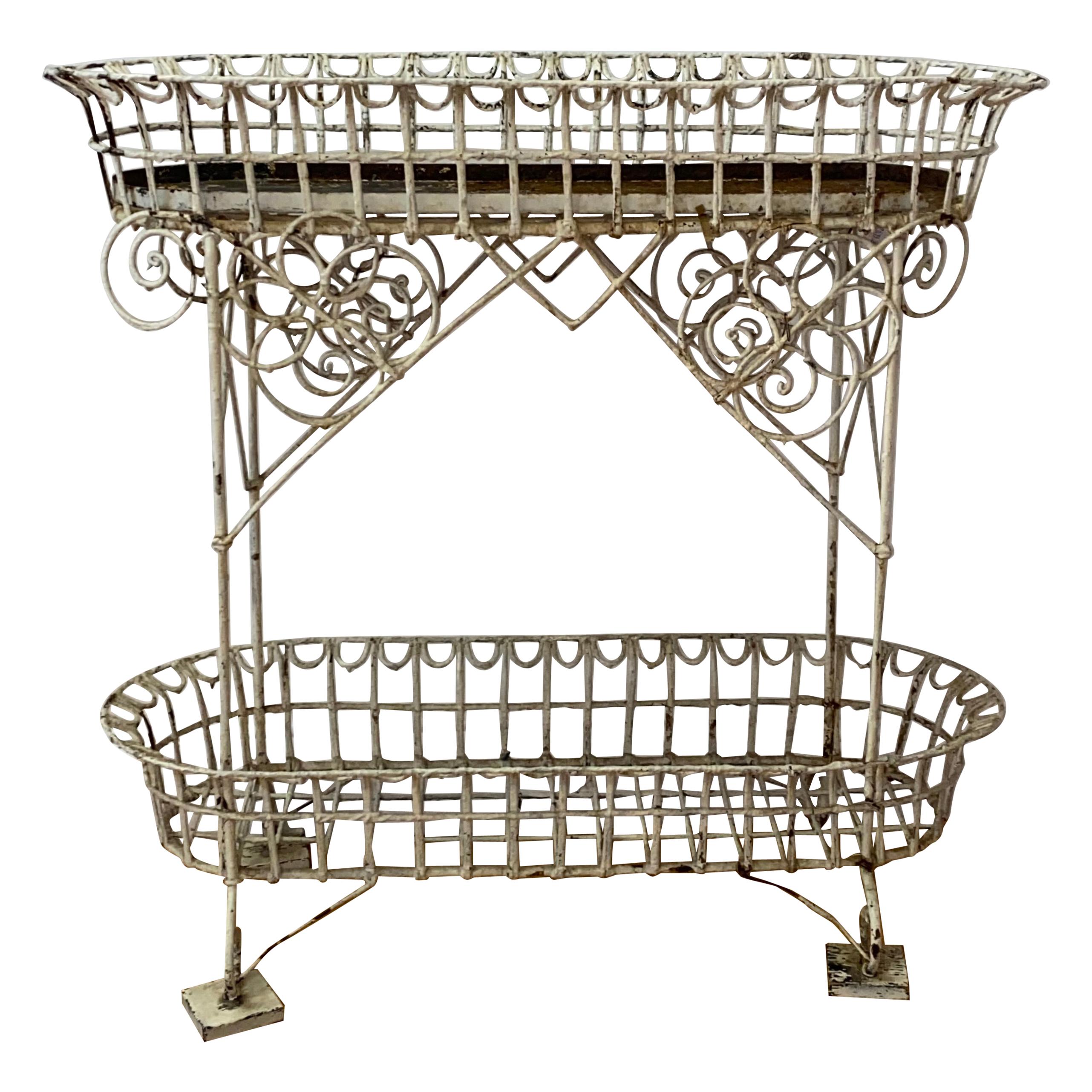 19th Century American Wrought Iron Plant Stand