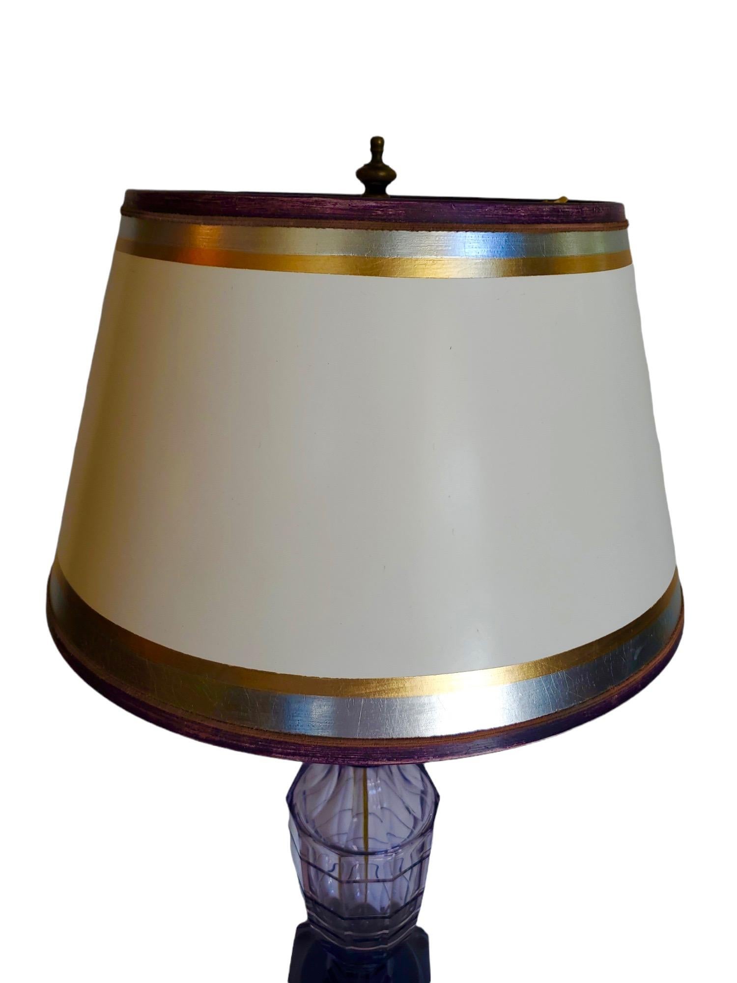 Neoclassical 19th Century Amethyst Cut Crystal Lamp For Sale