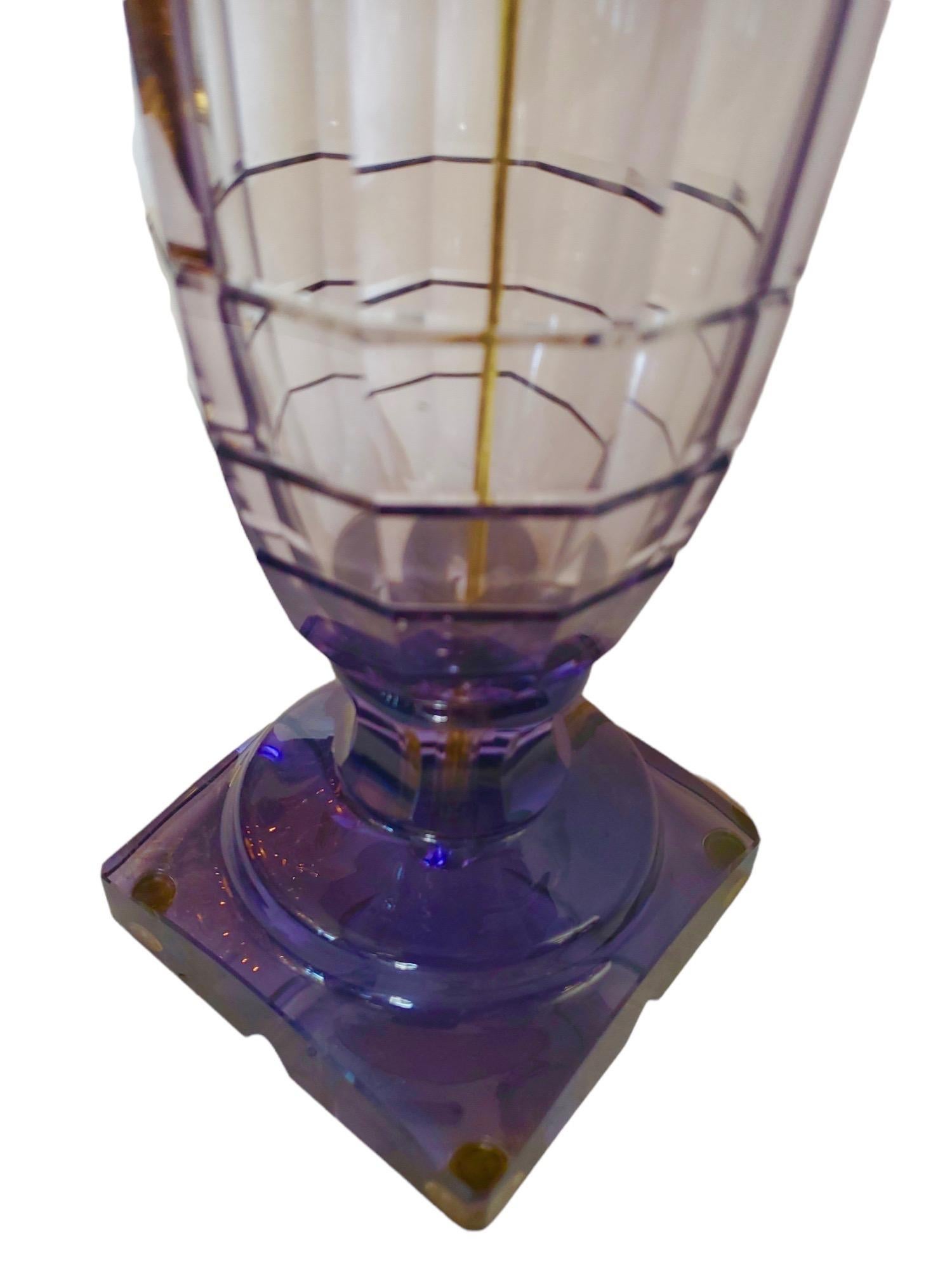 Irish 19th Century Amethyst Cut Crystal Lamp For Sale