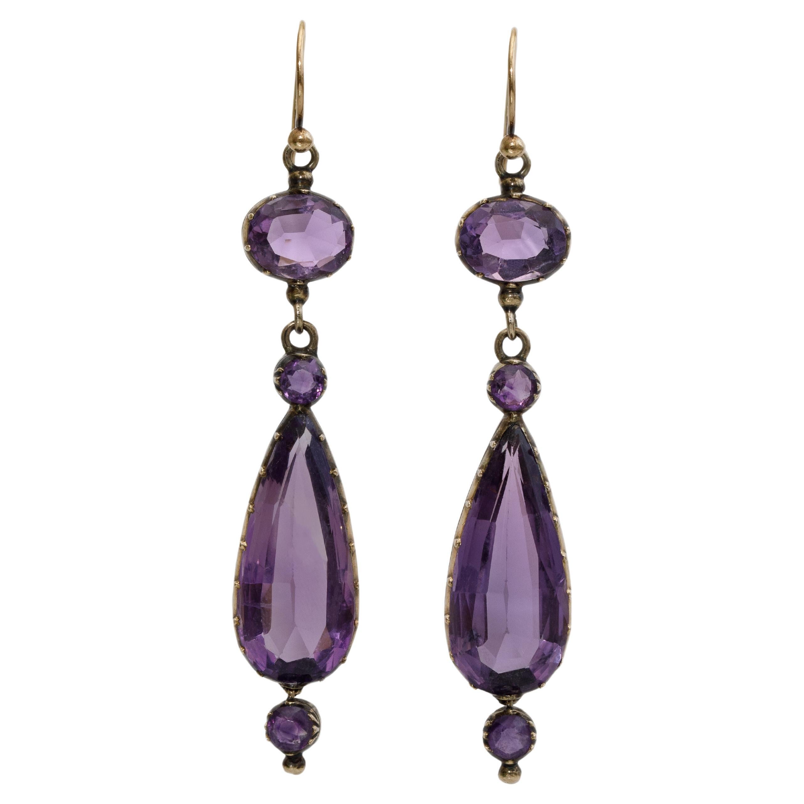 19th Century Amethyst Earrings