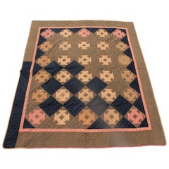 19th Century Amish Hole in the Barn Door Quilt, Dated 1890