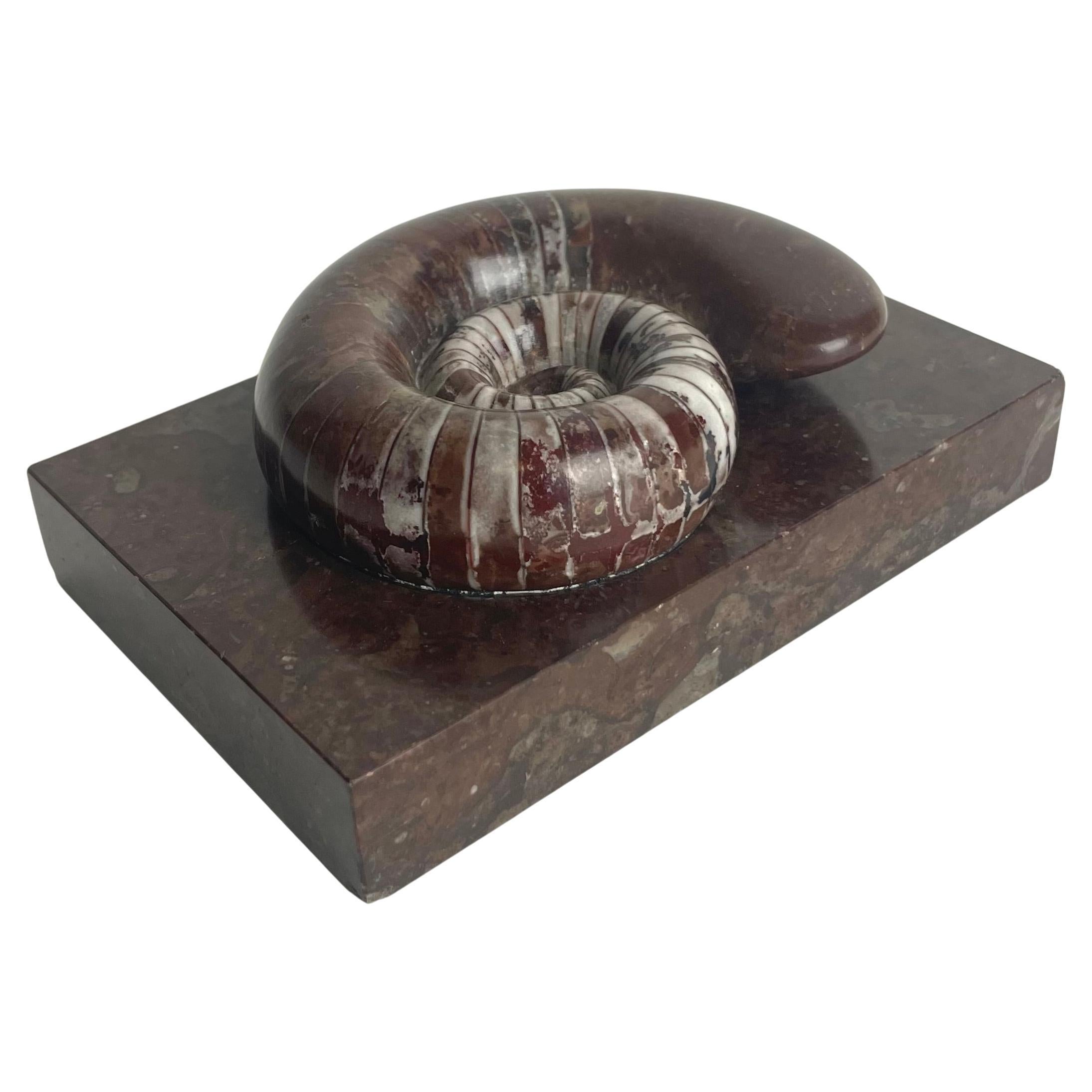 19th Century Ammonite Fossil Paperweight on Limestone Base For Sale