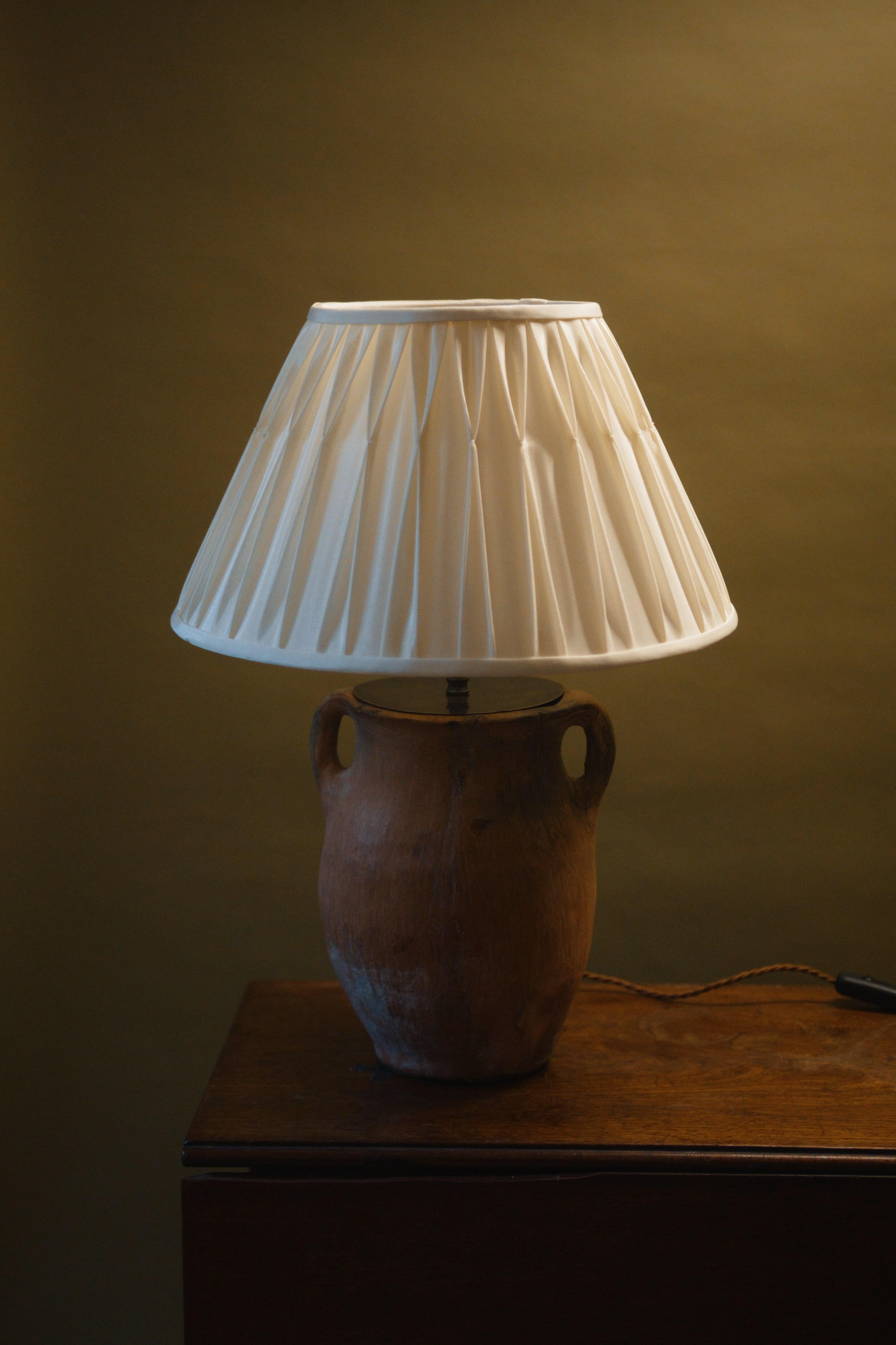 Turkish 20th Century Anatolian Clay Pot Lamp –Vintage Handcrafted Mediterranean Lighting