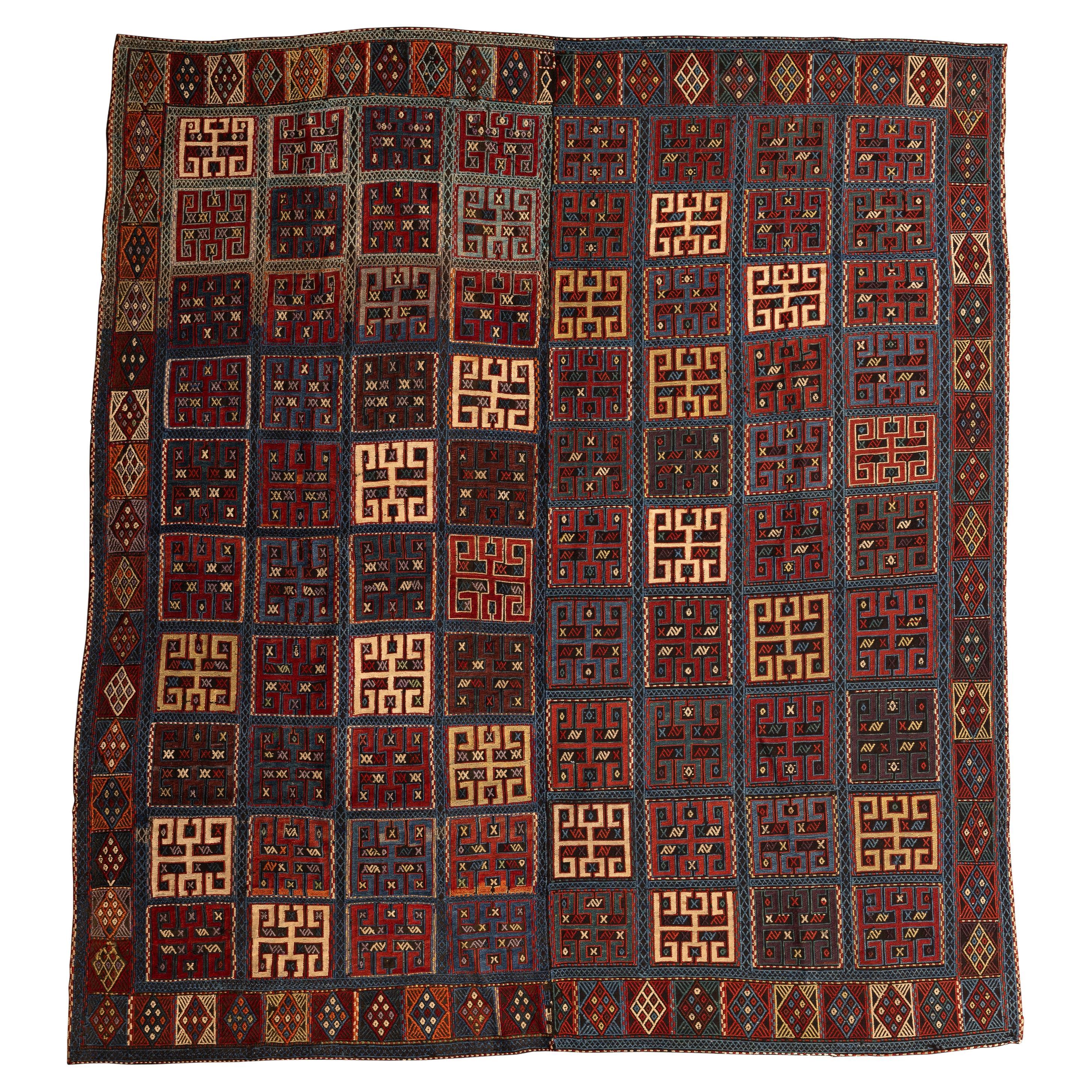 Tapis du Verneh caucasien ancien du 19ème siècle